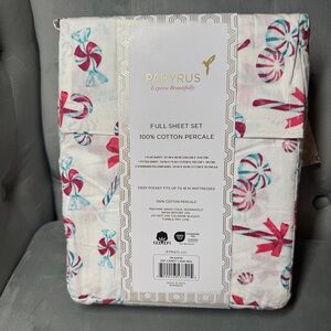 Papyrus Christmas Candy Cane Sheets peppermint Christmas NWT‎ Full set percale